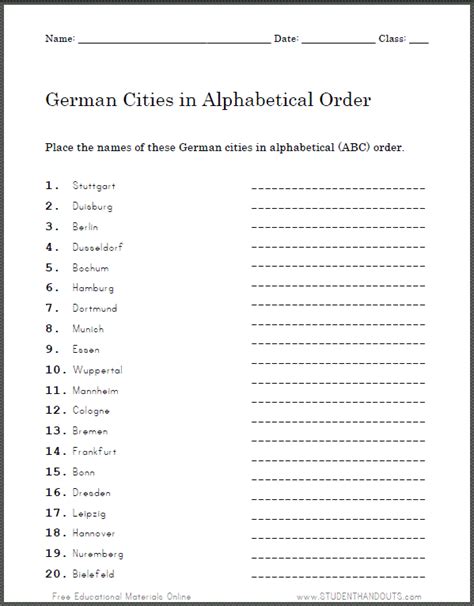 cities in germany alphabetically.